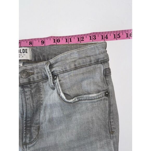 Agolde Sophie Hi Rise Crop Skinny Jeans Gray Denim Distressed Stretch Ankle 28 - Picture 10 of 16